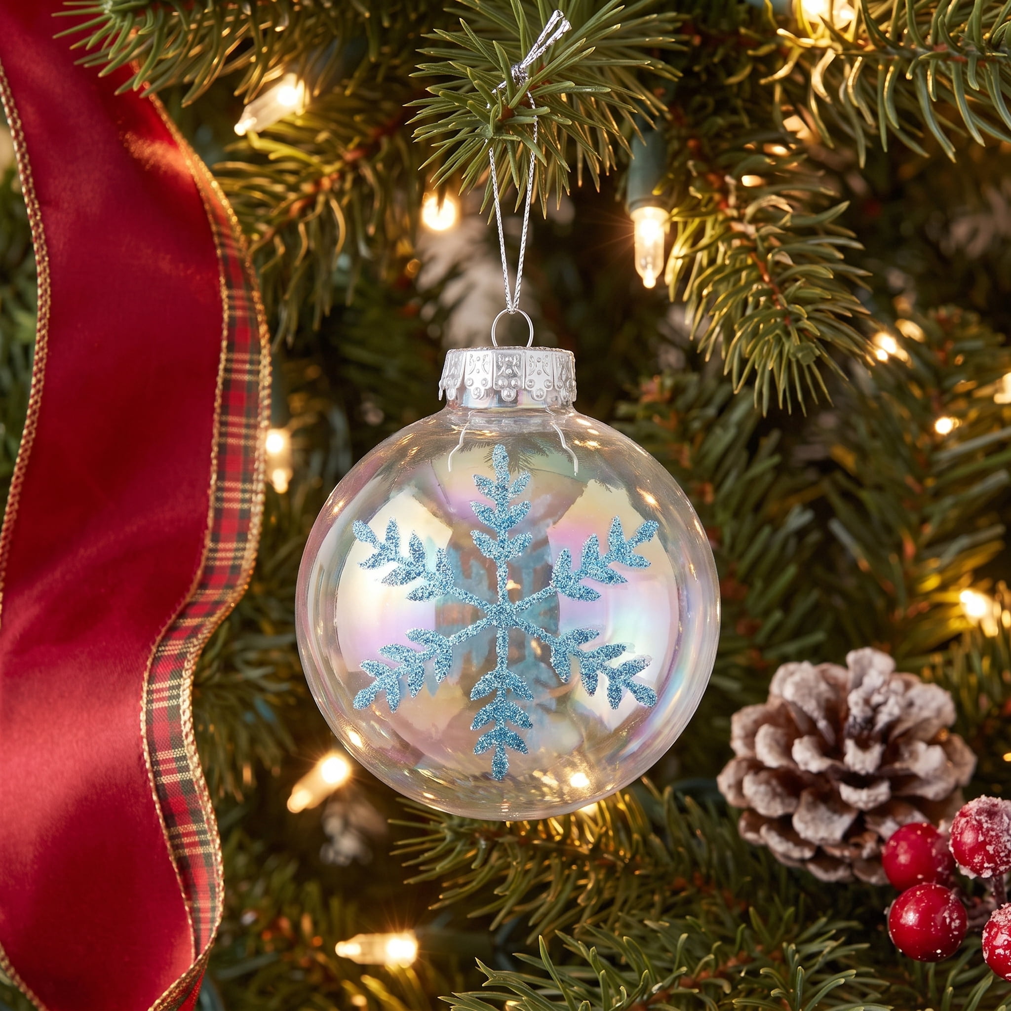 8-Count Blue and Iridescent Ball Shatterproof Christmas Ornaments, 4.3", by Holiday Time