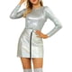 thumbnail image 5 of INSPIRAR CHIC Blusa de Mujer de Manga Larga Brillante con Purpurina Metálica 2XL Plata, 5 of 7