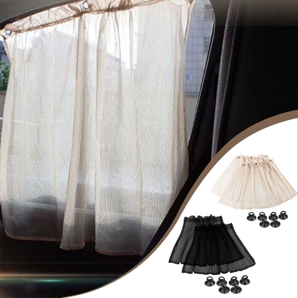 Cortina de cortina solar para coche con ventosas - Pack de 2 telas negras/beige de 50x75cm para ventanas laterales, bloquea los rayos solar y UV