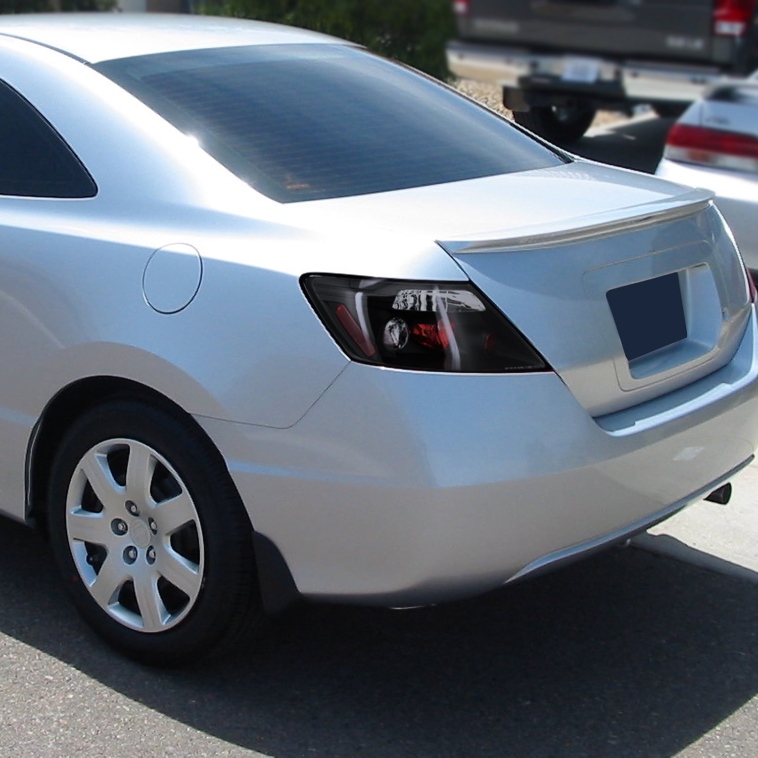 Spec-D Tuning Black Tail Lights Compatible with 2006-2011 Honda Civic Coupe 2 Door, Left + Right Pair Assembly
