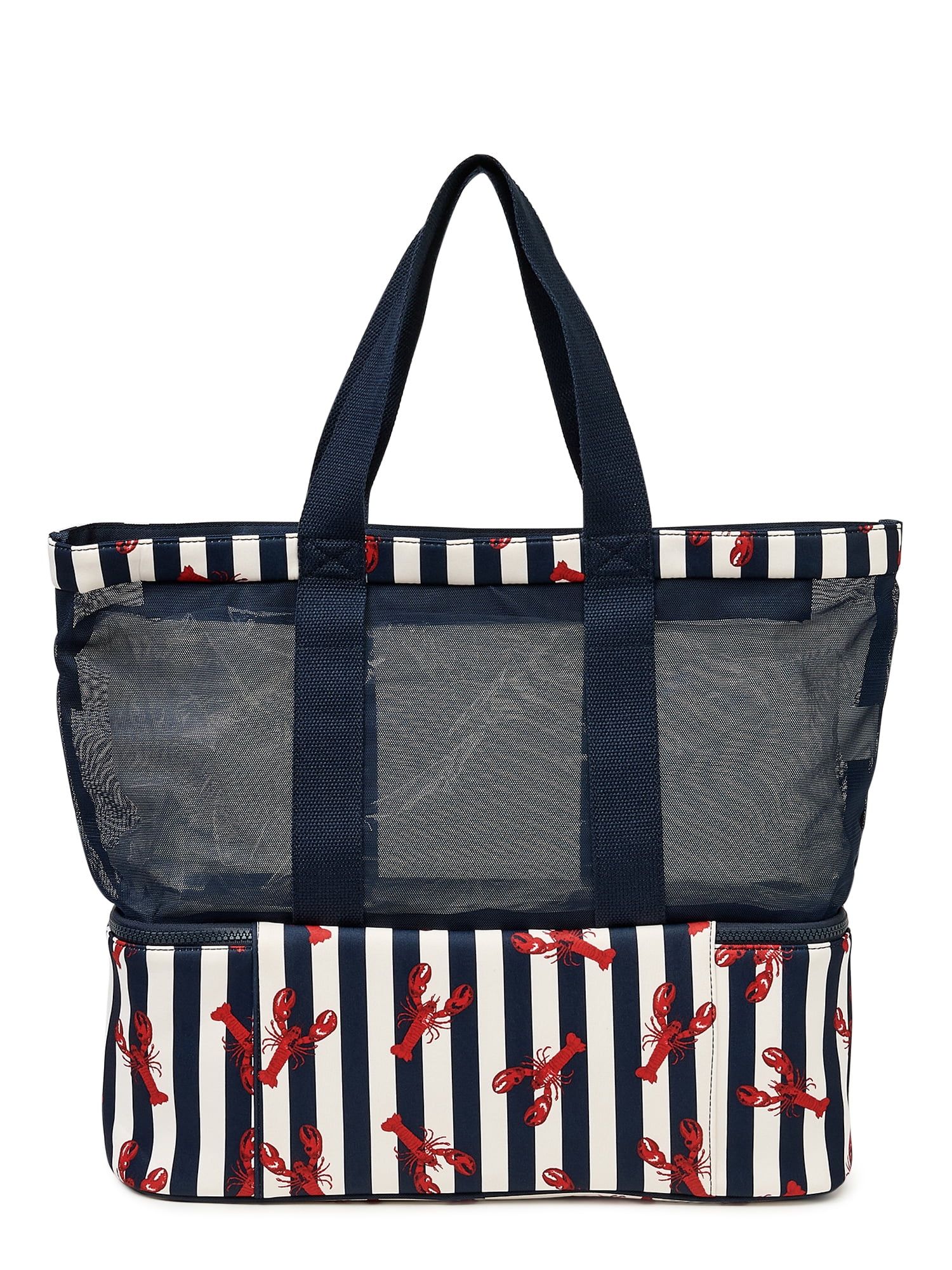 No Boundaries Women’s Beach Bag with Zip Bottom Cooler Lobster Print