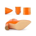 thumbnail image 3 of BLISSFUL STEP Women's Ankle Boots Faux Leather Chunky Heel Pointed Toe Side Zip Booties Orange 6, 3 of 6