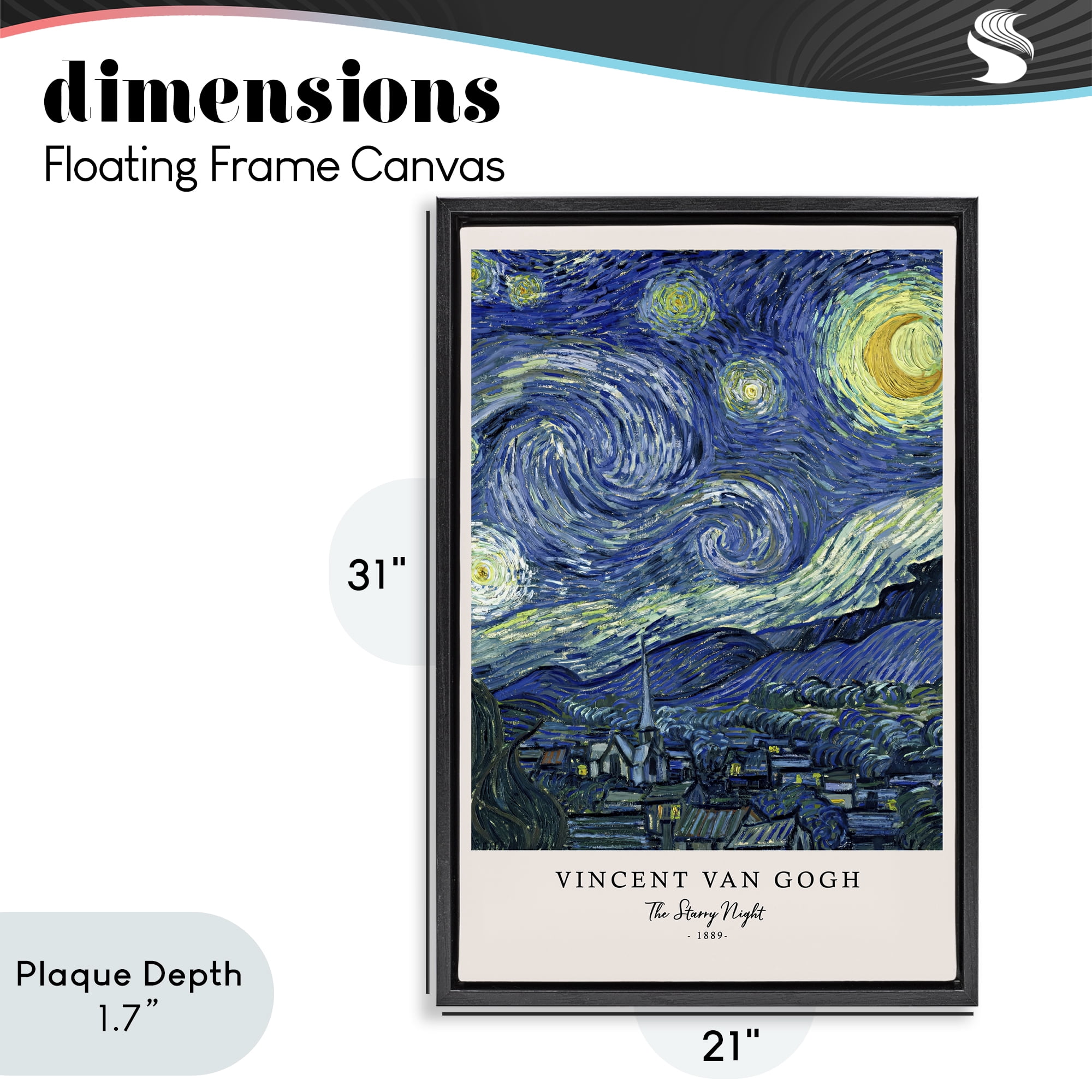 Stupell Industries Classic Starry Night Van Gogh Black Framed Floater Canvas Wall Art, design by Vintage Hustle