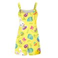 thumbnail image 5 of Kixjoy Rompers for Women Wide Leg Casual Cozy Overalls Sleeveless Easter Print Pleated Short Pant Fashion Baggy Festival Womens Overalls with Pockets, Mint Green S, 5 of 6