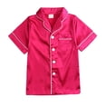 thumbnail image 3 of eczipvz Girls Pajamas Satin Pajama Set Silk Pjs Short Sleeve Sleepwear Loungewear Clothes Set Hot Pink 13-14 Years, 3 of 3