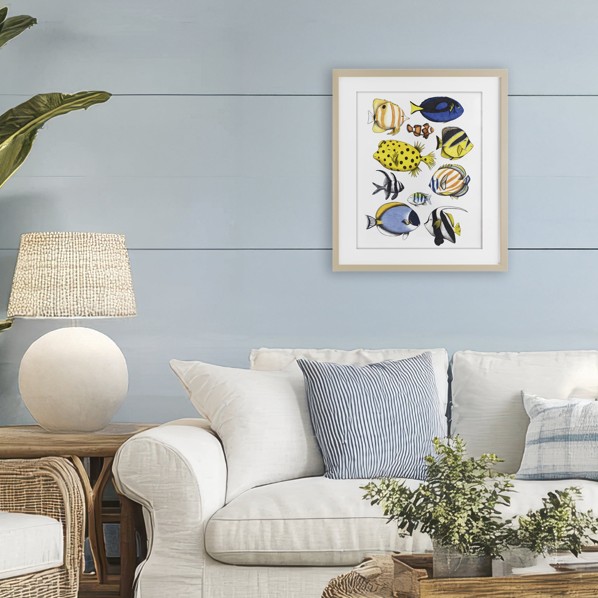 Stupell Industries Aquatic Fishes Collection Birch Framed Print Under Glass, design by Cecilia Battaini