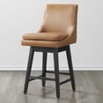 thumbnail image 2 of CHITA 26 inch Upholstered Swivel Fabric Counter Bar Stools with Back & Wood Legs Set of 2,Faux Leather in Cognac Brown, 2 of 7