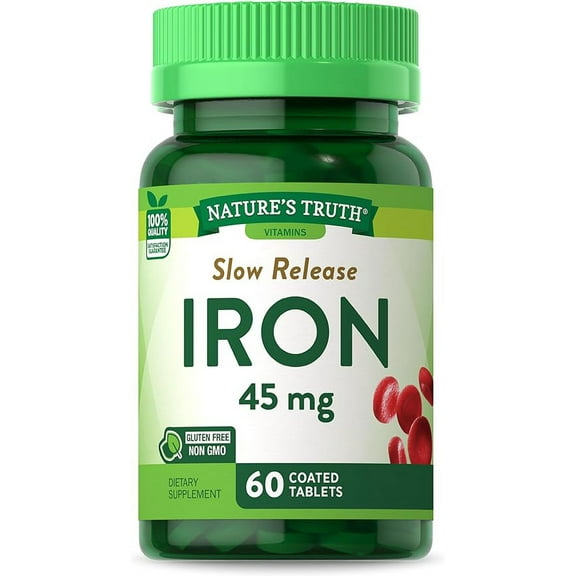 Nature S Truth Slow Release Iron Tablets, 45 Mg, 60 Ea, 2 Pack