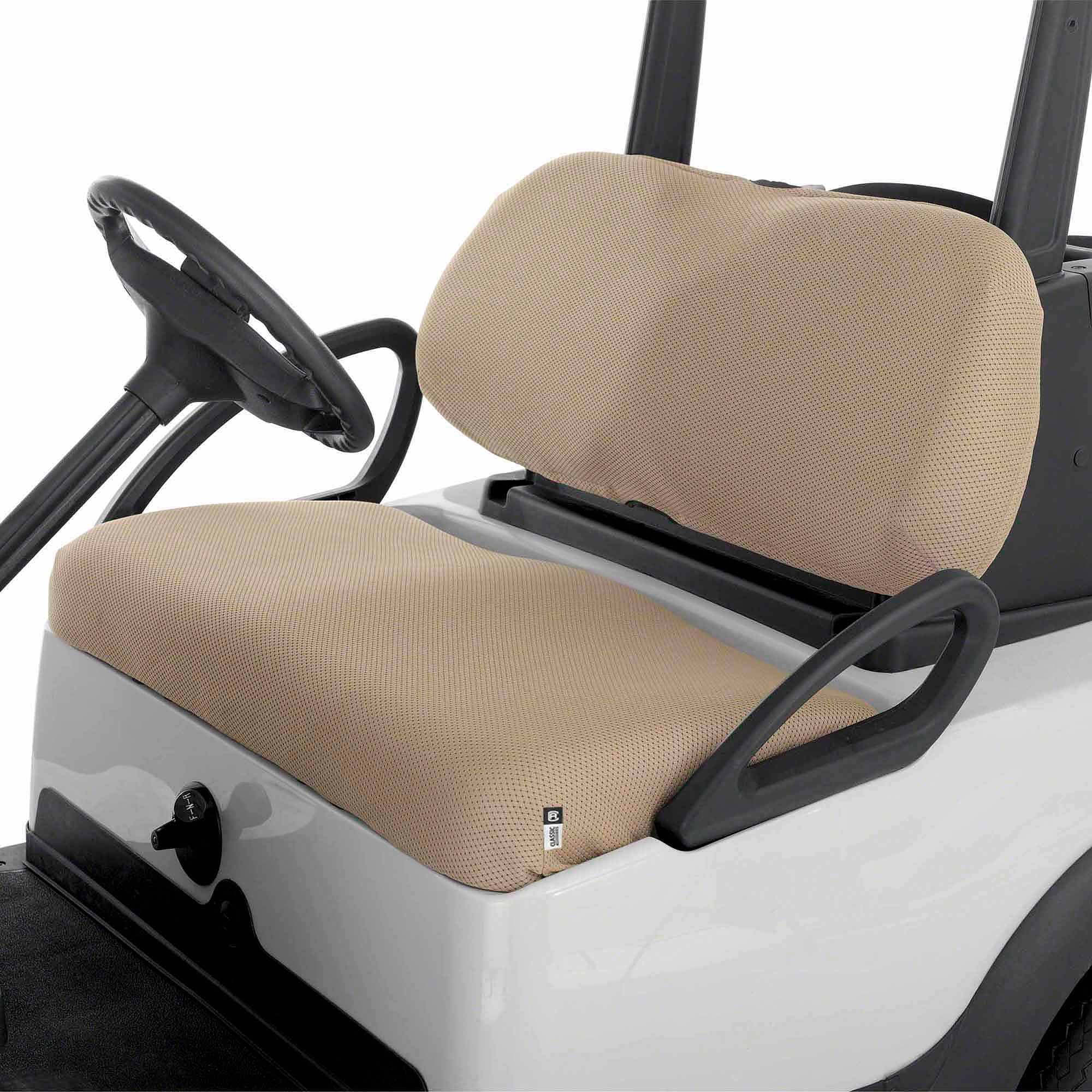 Custom Golf Cart Front Seat Replacement & Custom Deluxe Covers Set (Ivory  White)