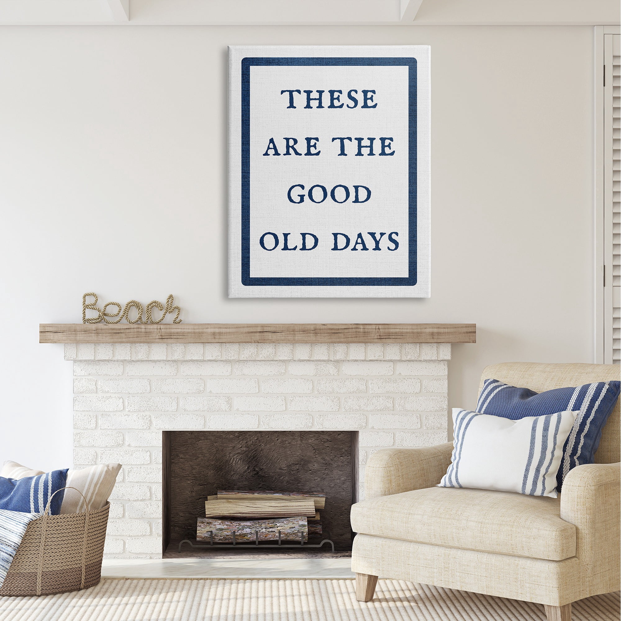 Stupell Industries Good Old Days Phrase Inspirational Painting Gallery Wrapped Canvas Art Print Wall Art, 36 x 48