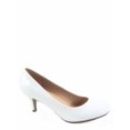 thumbnail image 2 of Debbie-32 Women's Fashion Patent Round Toe Low Heel Slip On Pump Dress Shoes ( White, 8 ), 2 of 2