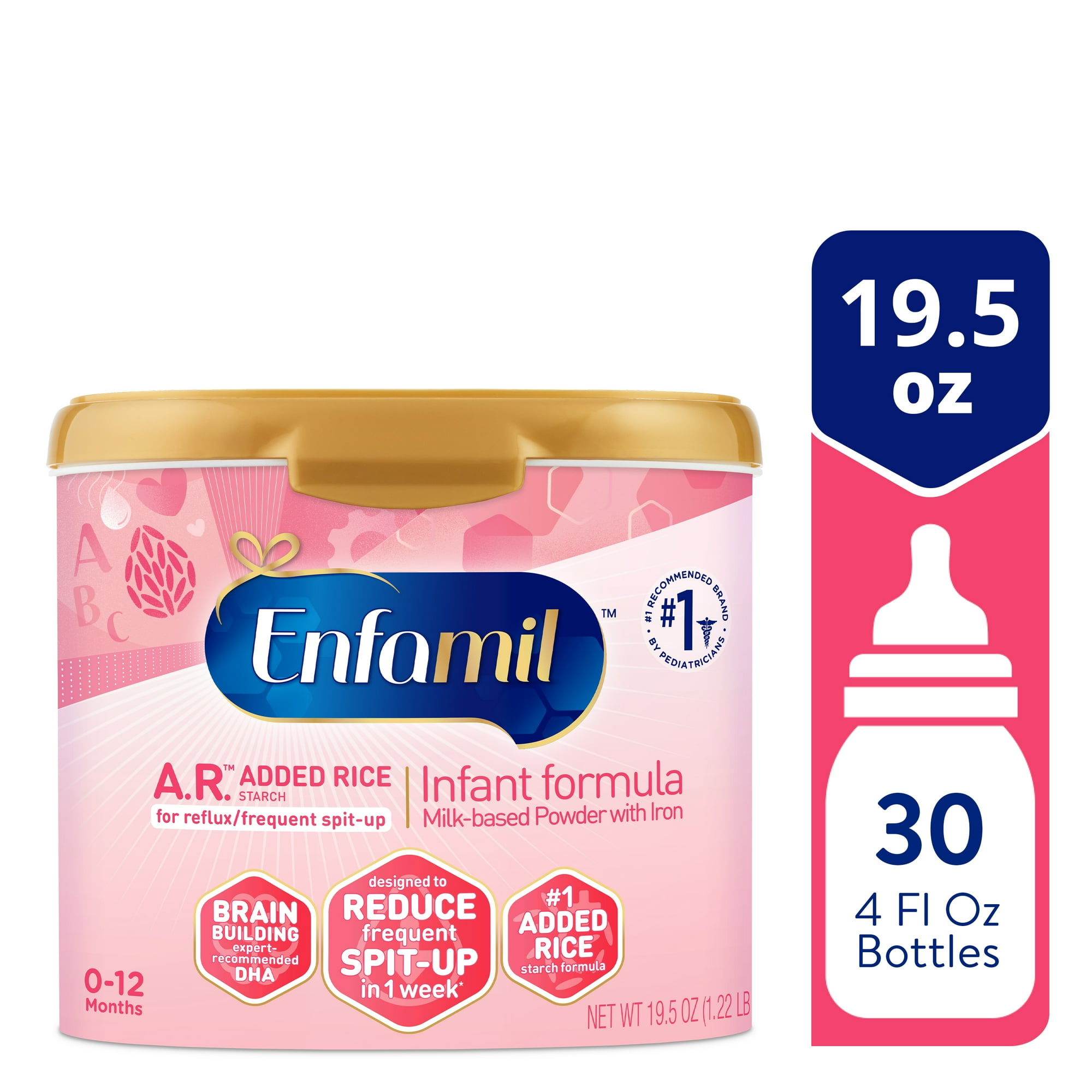 Enfamil A.R. Powder Baby Formula, Designed to Reduce Frequent Spit-Up in 1 Week, 19.5 Oz Tub