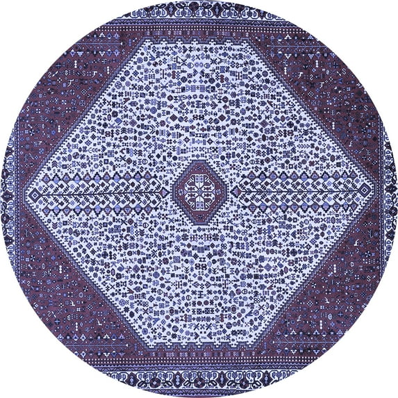 Ahgly Company Machine Washable Indoor Round Persian Blue Traditional Area Rugs, 6' Round