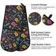 thumbnail image 4 of Dailycode Double Sided Oven Mitt with Loop Heat Resistant Kitchen Long Potholders 7" x 35" Neon Guitar Star, 4 of 6