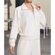 thumbnail image 4 of Chaqueta Deportiva de Larga con Solapa y Cremallera para Mujer, Ideal para Otoño e Invierno Chaqueta Holgada para Yoga Al Aire Libre Crema M, 4 of 7