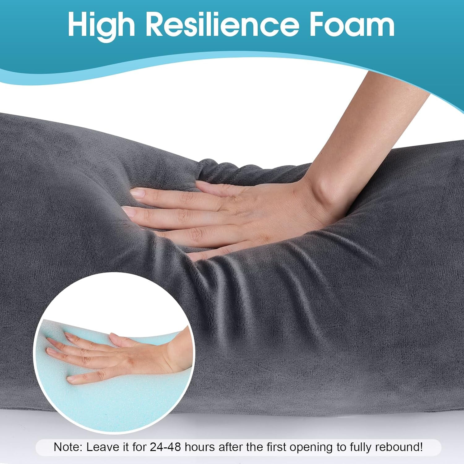 Memory Foam Body Pillow for Bed, Long & Big Full Body Pillows for Adults, Multifunctional Bolster Pillows with Removable & Washable Velvet Cover, Cylindrical Side Pillow (35.43"*7.9")