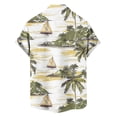 thumbnail image 5 of Stamzod Men Casual Fashion Turndown Collar Printing Short Sleeve Button Shirt Blouse Beige L, 5 of 6