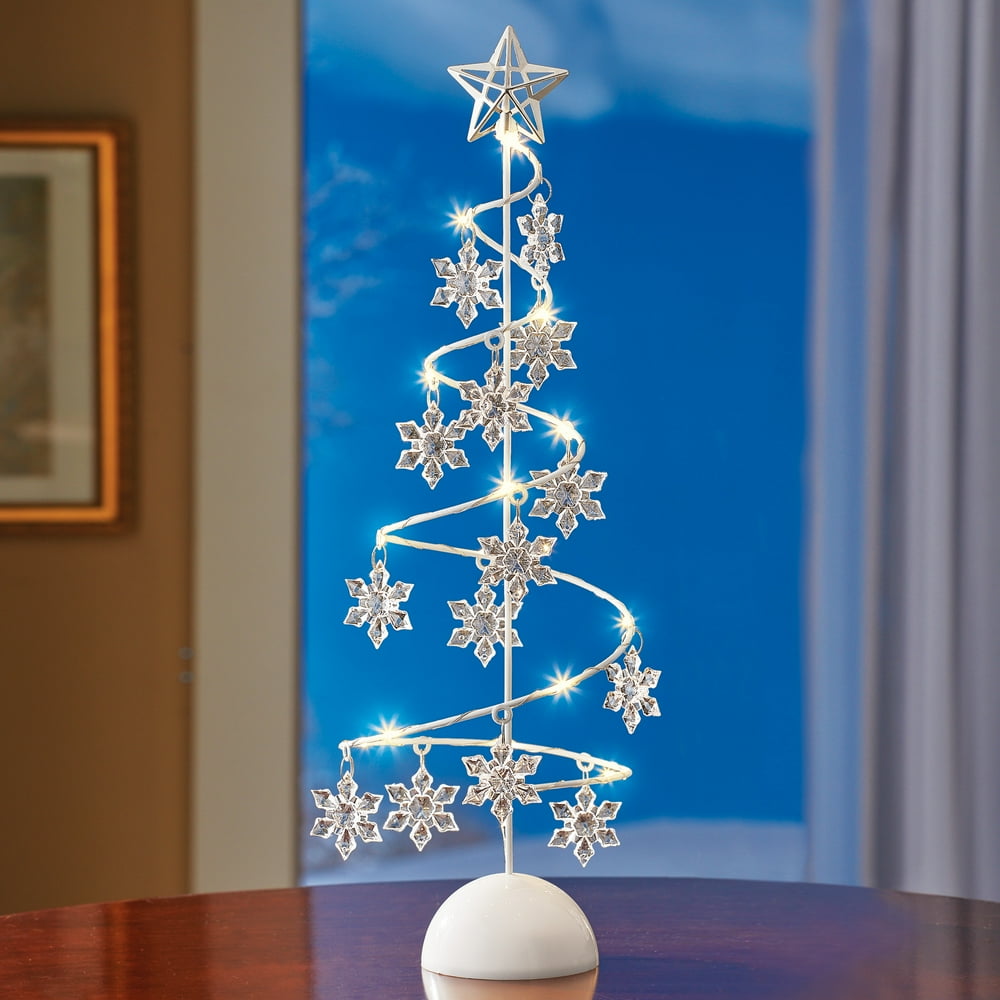 Lighted LED Snowflake Spiral Tabletop Christmas Tree - Holiday Home