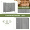 thumbnail image 5 of 36-inch bathroom vanity cabinet base, solid wood frame, two cabinets with five drawers, sink not included-Gray, 5 of 9