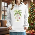 thumbnail image 2 of Fartey Christmas Hoodies for Women Trendy Xmas Graphic Pullover Tops Loose Casual Long Sleeve Drawstring Hooded Sweatshirts Fall Winter Fleece Pullover Tops with Pockets White S, 2 of 5