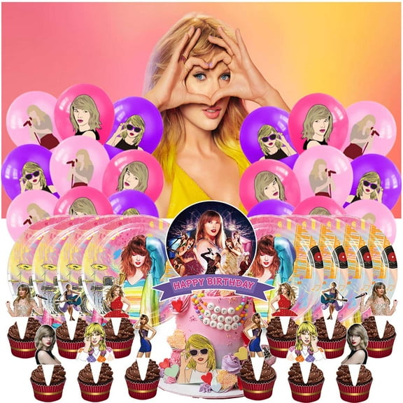 TayLor Balloons Supplies Party Decor Plates Decorations Banner Cake Topper Tableware Banner Backdrop
