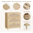 thumbnail image 4 of 3-Drawer Rattan Dresser with Anti-Tip Device and Water-Resistant Top for Bedroom and Living Room Rustic Oak, 4 of 7
