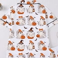 thumbnail image 6 of JIAYUE Girl Children Sleepwear Two Piece Outfits Cute Halloween Print Notched Collar Short Sleeve Top And Elastic Waist Shorts Pajamas For Cozy Summer Indoor Lightweight Loungewear,3-4 Years, 6 of 9