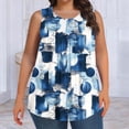 thumbnail image 3 of XUNKUSGA Débardeurs Grande Taille pour Femmes Été Sans Manches Tunique Col Rond Décontracté T-Shirts Amples pour Femmes Mode Été Tunique Plissée Florale blouses,5TG,Bleu, 3 of 6