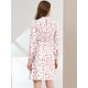 thumbnail image 5 of Vestido Floral De Una Línea De Manga Larga Con Columpio Hasta La Rodilla Y Cuello Simulado Para Mujer Blanco L, 5 of 6