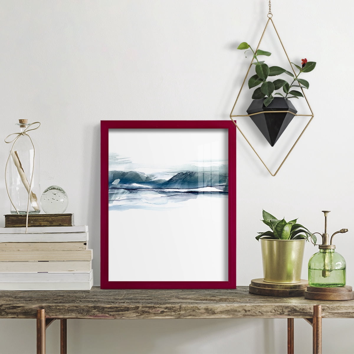 Stark Horizon I - Framed Print w/glass - Cherry Red