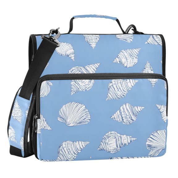 ALAZA Zipper Binder Conch on Blue 3 Ring Trapper Keeper File Folder Organizer Bag