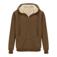 thumbnail image 4 of KHONTS,Men's Sherpa Lined Full Zip Oversized Hoodies Cozy Long Sleeve Hooded Sweatshirts Fall Winter Fashion Warm Outwears with Pockets Coffee XXL, 4 of 7