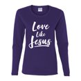 thumbnail image 2 of Wild Bobby Love Like Jesus Inspirational/Christian Women Graphic Long Sleeve Tee, Purple, Medium, 2 of 5