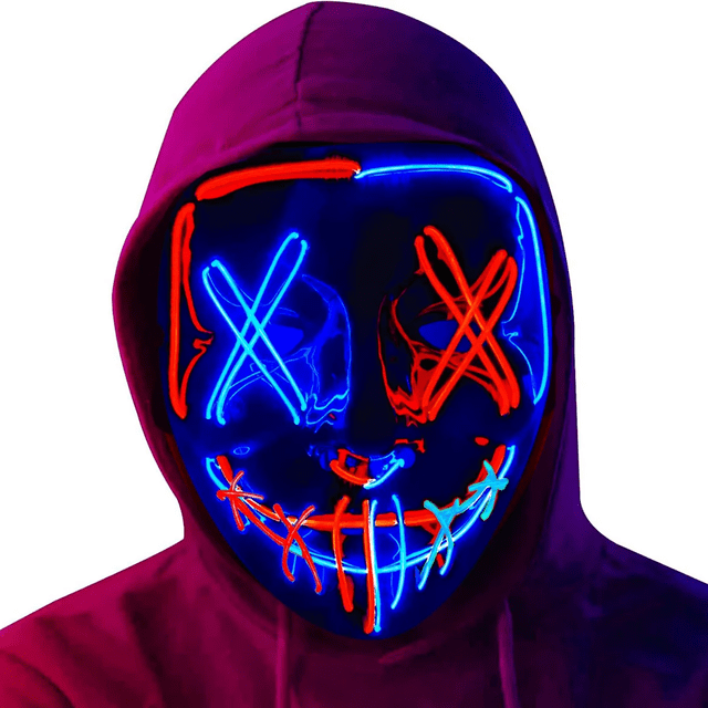 Máscara Luz Led La Purga Halloween Cálida Decoración Fiesta Xtellar multicolor