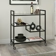 thumbnail image 2 of Evelyn&Zoe Lovett 33" Wide Rectangular Bar Cart with Glass Shelves, Brass, 2 of 5