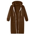 thumbnail image 6 of BOBOGOJP Long Hoodies for Women Zip Up Double Zipper Fleece Jacket Tunic Sweatshirts Fall Winter Fashion Clothes Coffee for Size S, 6 of 8