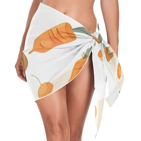 Ckdifva Carrots Cakes Beach Cover Up for Women Swimsuit Coverups Bikini Wrap Short Skirt