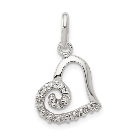 925 Sterling Silver CZ Heart Pendant; for Adults and Teens; for Women and Men