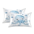 thumbnail image 2 of Haosy Satin Pillowcase for Hair and Skin Standard Cooling Silk Pillow Case with Envelope Closure Cute Blue Octopus and Star 20"x40", 2 of 9