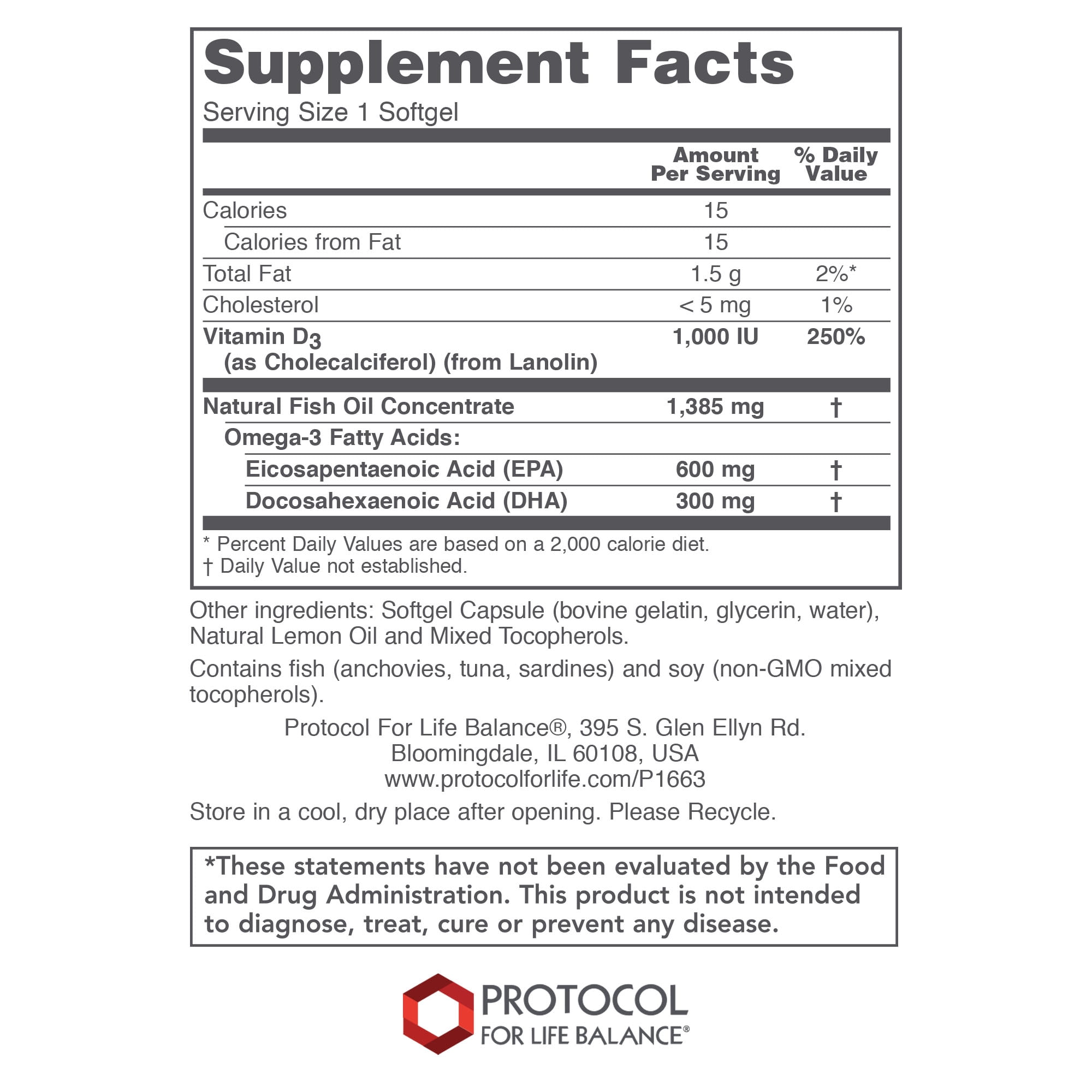 Protocol Ultra Omega 3-D - Fish Oil, Vitamin D3 - Lemon - 90 Softgels