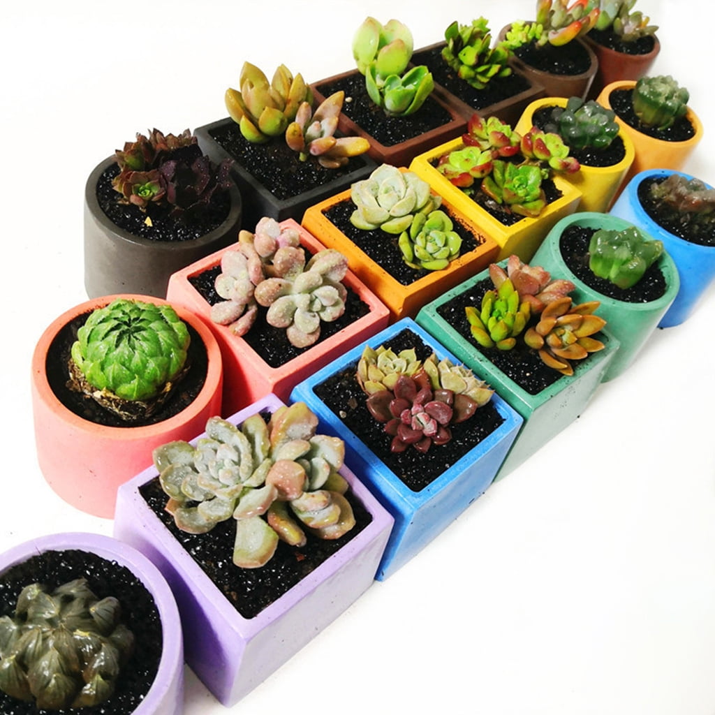 ZPAQI Square Round Concrete Flower Pot Tray Silicone Mould Planter Epoxy Resin Mold