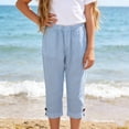 thumbnail image 7 of ATOGUTA Girl Summer Pants Lightweight Running Pants with Pockets Kids Youth Outdoor Gym Workout Track Trousers Size 3T-14, Blue, 7 of 7