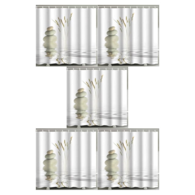 Toystoory Juego de cortinas de ducha impermeables Reed Lake Reflection para baño tranquilo Stone Water Grassy 90*180CM Type2 NO2