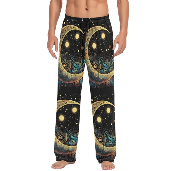 JSTEL Stars Crescent Moon Magic Men's Sleepwear Mens Pajama Pants Bottoms with Pockets, S