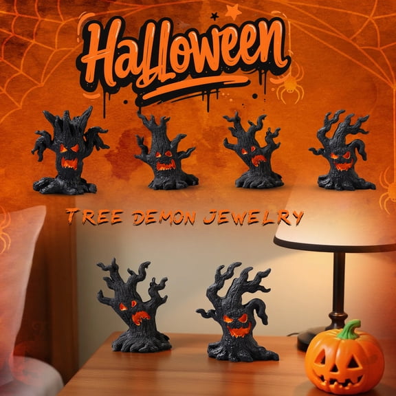 Kiddiway Halloween Resin Tree Ghost Figurine - Gothic Ornament for Garden Decor, Shelf Display, and Vintage Halloween Home Decor,A