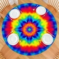 thumbnail image 2 of Rainbow Tie Dye Mandala Pattern Round Fitted Tablecloth with Elastic Edge,Dining Table Cover Waterproof,Outdoor Round Tablecloth for Camping,Dining,Indoor and Outdoor, 2 of 7