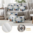 thumbnail image 6 of Spring Flower Wreath Pillow Covers 2 Pack Country Watercolor Blue White Floral Bud Leaf Pillowcase Waterproof Outdoor Throw Pillow Cover for Patio Garden Square Cushion 20”x20”, 6 of 9