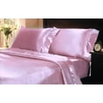 thumbnail image 2 of 4Pc 400TC Satin Bed Sheet Pillowcase Set DP Lingerie Silky Charmeuse Pink Queen, 2 of 2