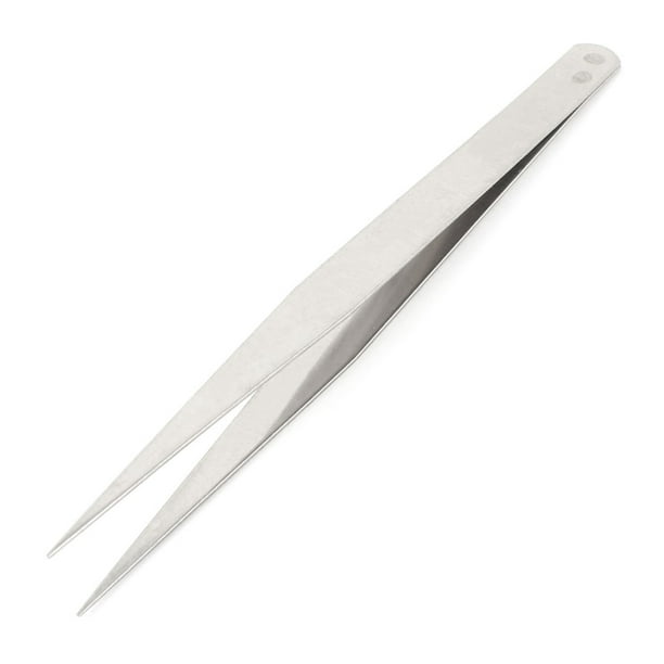 Unique Bargains Stainless Steel Pointy Tip Straight Tweezers Forceps Manual Hand Tool 130mm Long