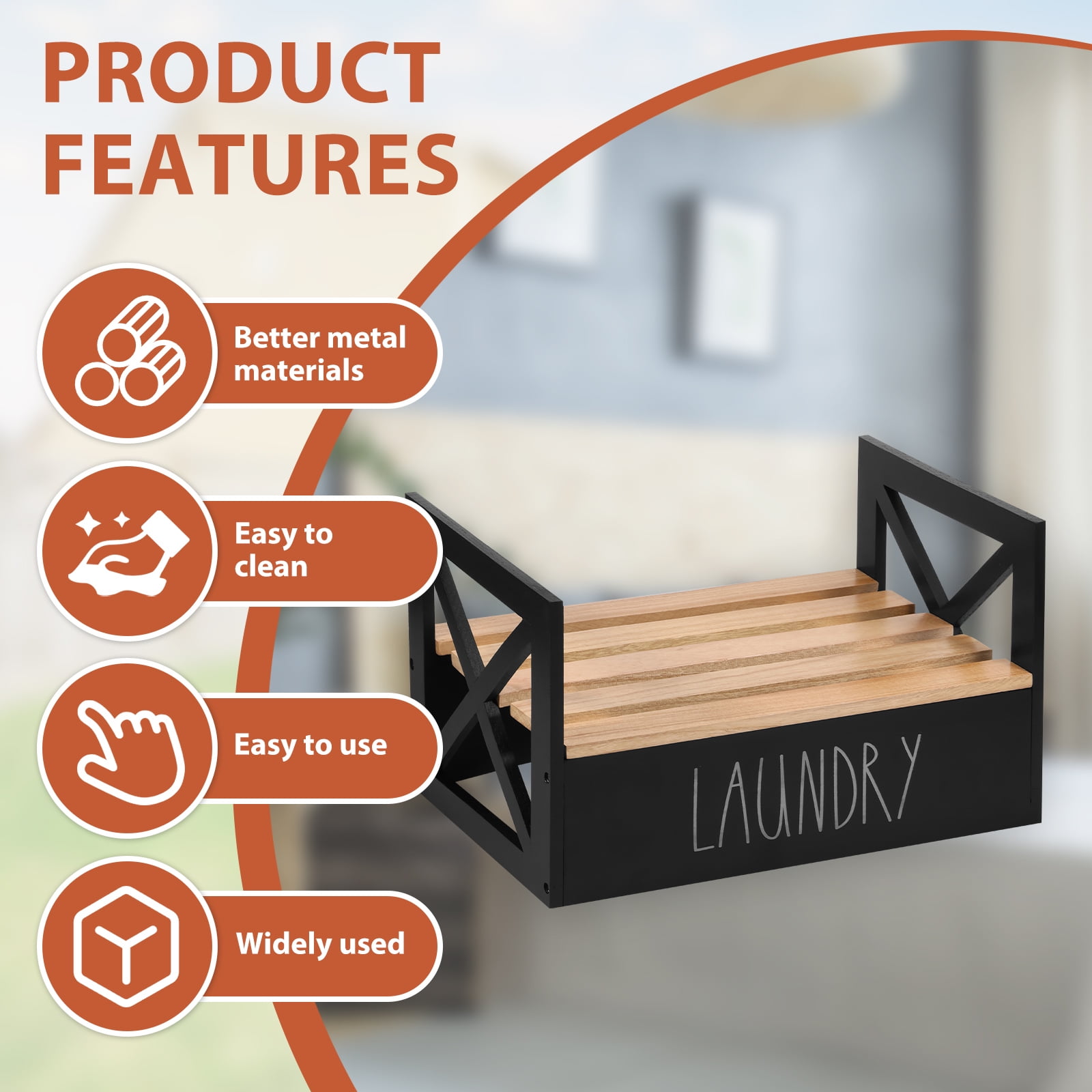 LINFANG Wooden Laundry Detergent Holder Easy Assembly Liquid Soap Storage Organizer Liquid Detergent Stand for Household Cleaning Supplies